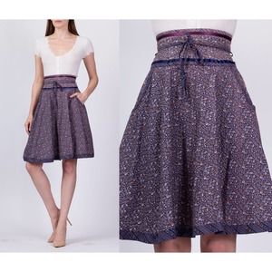 70s Gunne Sax Jessica's Gunnies Calico Floral Prairie Skirt - Extra Small
